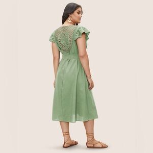 Bloomchic cut out back flutter sleeve dress with pockets